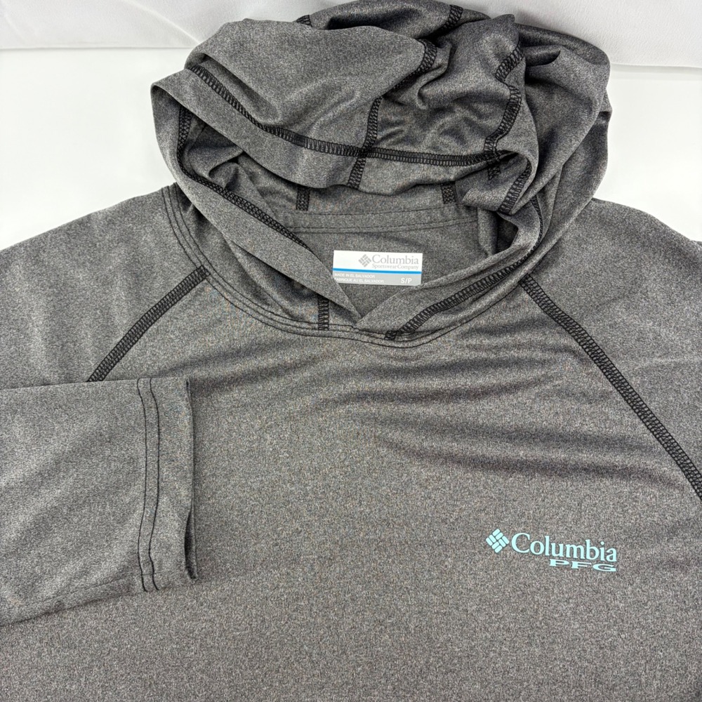 Columbia PFG Mens Terminal Tackle Hoodie Gray Heathered Sun Shirt Small FM0060